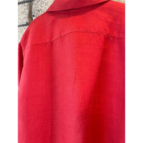 Ralph Lauren Womens Red Oversized Button-Up Shirt With 3/4 Sleeves & Embroidered - Picture 13 of 14